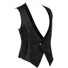 Men's Vests Gothic Men Vest Medieval Renaissance Short Halloween Costume V-neck Retro Cosplay Stage Waistcoat Party Victorian Cloth