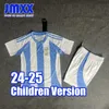 JMXX 24-25アルゼンチンの子サッカージャージーキットキッドユニフォームジャージーフットボールシャツ2024 2025トップアンドショーツ子供バージョン