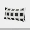 枕ノルディック幾何学カバー家の装飾黒い格子縞の革のソファケースデコレーションルクスリークラシックスローカバー
