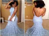 Sexy backless Lace Mermaid Prom Dresses 2016 Sequins Halter Sweep Train Dames avondjurken9037045