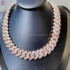 Hip Hop Jewelry 18mm 20mm Miami Silver necklace plating Rose gold Iced Out Diamond VVS Moissanite Cuban Link Chain