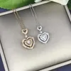 Hanger kettingen huitan luxe hart bruiloft ketting voor vrouwen zilveren kleur/gouden kleur ingelegde glanzende kubieke zirkonia mode nek sieraden