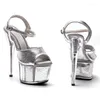 Dance Shoes Pu Uppre Color Women's High Heel Sandals 17cm/7inch Sexig modellshow och poldans 121