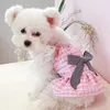 Vêtements pour chiens peetcircle vêtements rose robe de fille à carreaux rose pour petit chiot pour animaux de compagnie chat printemps été mignon jupe costume