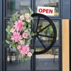 Decorative Flowers Adjustable 2024 Spring Bike Wheel Floral Hoop Wreath For Various Sizes