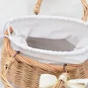 Bolsas de armazenamento Bolsa de vime Campo Campo Tote Furit Flowers Sundries Bucket Ladies Drawstring Pouch Basking Handmade Basket