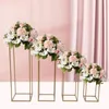 Vaser 4st Metal Flower Rack Prop Geometric Column Vase Stand Wedding Party Decor Gold Rectangular för 40/60/00/100cm