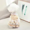 Jobe de chien mignon princesse coréenne chiot de mode en peluche dring dring avec laisse vêtements de compagnie 240402