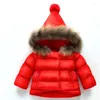 Down Coat Baby Boys Girls Hooded Winter Outerwear & Coats Kids Thicken Jacket Clothes Christmas Warm Leisure Clothing