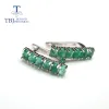 Earrings TBJ 3.5CT Natural Zambia emerald clasp earring oval cut 3*5mm real gemstone fine jewelry 925 sterling silver for women gift new