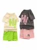 Babykleding Sets Zomer T-shirts en shorts Set Toddler Outfits Boy Tracksuit schattig Winter Sportpak Fashion Kids Girls Kleding 0-4 jaar B8M3#