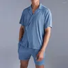 Survêtements masculins 2024 Fashion Summer Cound Cound Color Couleur à manches courtes Short Shorts en deux pièces