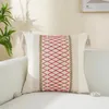 Pillow Beige Cover For Sofa Linen Stripe Diamond Woven 45x45cm Boho Style Farmhouse Decoration Tassels Home Room Couch