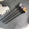 Hair Clips Crystal Point Stick Amethyst Citrine Wooden Pencil Gift For Her Boho Gemstone Accessory