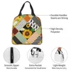 Dinnerware Sunflower Geometric Lunch Box Insulated With Compartments Reusable Cute Prints Tote Handle Portable For Kids Picnic Work School