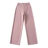 Jeans de mujer Dirty Tvvovvin 2024 Pink para mujeres en la cintura alta de la cintura alta Pantalones anchos de la pierna recta Kinu