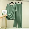 Heimkleidung Fdfklak Baumwollpyjamas für Schlaf Frauen Sommer zweiteiliger Anzug außerhalb kurzärmeliger Hosen Lose Nachtwäsche Pizama Damska