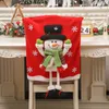 Stoelhoezen kerstbedekking 3d Santa Claus Elk Snowflake Seat Decoration Year Decor voor huis eetkamer