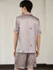 Accueil Vêtements Birdtree Mulberry Silk Pajamas Set Men Men Short Short Print Vacation Loose Loose Casual Hortwear 2024 Été S439109QC