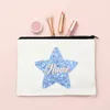 Cosmetic Bags Star Print Pencil Case Personalized Custom Name Makeup Bag Stationery Supplies Storage Travel Toiletry Pouch Gift For Girls