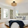 Plafondlampen rattan kroonluchter verlichtingsarmatuur hand geweven spoeling mount voor gang slaapkamer keukeningang woonkamer