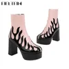 Dress Shoes 2024 Brand High Heels Flame Pattern Boots Lente Winter Party Trendy Elegant Mature Sexy Cover Toe