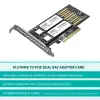 Impresoras Tarjeta de adaptador de doble bahía Tishric M .2 NVME a PCIe PCIe 8X a 2 Puertos NVME SSD Soporte 2 discos duros con protocolo M.2 NVME