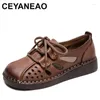 Casual Shoes Genuine Leather Hollow Sandals Spring Comfortable Breathable Versatile Flat Women's