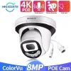 CAMERA H.265 VISUALITÀ NOTTE COLORE POE IP DOME CAMERA DOME 8MP 4K Audio Security Camp Motion Rilevamento Videocamera CCTV interno