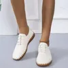 Casual Shoes Sneakers Women Platform Loafers Lace Up Leather Flats 2024 Trend Spring Mom Shoe Mujer Zapatos Chaussure Femme