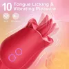 3 in 1 vibratore giocattolo rosa per donna stimolatore clitoride leccata che spinge la rotazione della lingua dilingo che spinge vibrazione stimolatore clitoride g spot coppia giocattoli sessuali