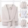 Roupa em casa A camisola de cor sólida colorida elegante cintura com bolsos para mulheres macio V-Bathrobe El Beauty Spring Spring