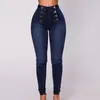 Женские джинсы Винтажные узкие двубортные карандашные женщины с высокой талией.
