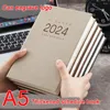 (Beginnen Sie ab April 2024) A5 Leather Notebook 2024 Business Schedule Schedule Student Daily Planer Planer Record Book Notepad Memo