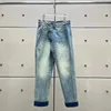 Damesjeans 2024 Spring slouchy handgeschilderde gouden geschilderde dames mode katoen van negen minuten broek hoge kwaliteit y2k