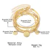 Bedelarmbanden punk gouden kleur set voor vrouwen dunne ketting metalen pailletten armband geometrie legering bangle verstelbare sieraden