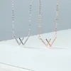 S925 Sterling Silver Double V Necklace Women's Diamond Necklace Diamond Pendant Halsband