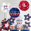 Decoração de festa decorações de lanternas patrióticas EUA Lanternas de papel temáticas para o Dia da Independência Festivo Holding Home
