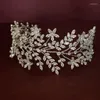 Haarclips bruidshoofdstukken bruiloft accessoires kubieke zirkonia bruid kronen en tiaras hoofdtooi elegant prom party hoofdband diadeem