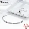 Bangles Bamoer 14K Золото покрытый CZ Classic Tennis Bracelet для женщин, стерлинговый Sier Регулируемый слайдер браслет свадебный ювелирный подарок