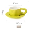 컵 접시 현대 간단한 커플 세라믹 머그 커피 컵 접시 세트 사무실 대형 손잡이 워터 애프터눈 티