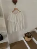 Women's Blouses Clothland Women Sweet White Lace Blouse Hollow Out Long Sleeve Ruffle Shirt Female Cute Fashion Tops Blusa LB095