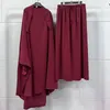 Vêtements ethniques Couleurs solides de couleur Longue à manches longues Fiffite de costume Musulman traditionnel pour femmes 2pc sets abayas islamic