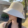 Wide Brim Hats Sun For Women Summer Fisherman Hat With Bow Embroidered Butterfly Sunshade Beach Female Korean Floppy