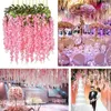 Decoratieve bloemen 110 cm kunstmatige Wisteria Vine slinger nep planten gebladerte rattan bruiloft boog decor voor tuinhuis buitenceremonies