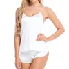 Home Clothing 2024 1 Set Summer Women Pure Color Sleepwear V-Neck Sleeveless Pyjamas Pajama Cute Shorts Suit Nightwear