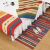 Tapis coloré Boho Maroc Morocco tissé en coton en coton pour le salon tapis de motif géométrique avec tapis de chevet à glands