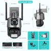 Kameras 4K 8MP WiFi Camera Outdoor 8x Zoom drei Objektive Dual Screen Audio Home Security PTZ Kamera Auto Tracking CCTV Videoüberwachung