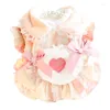 Vêtements pour chiens automne hiver rose rose vêtements de compagnie de compagnie coton épais peluche robe de princesse chaude pour petit mo-coeur coeur à arc lolita moyen