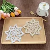 Masa bezi Yuvarlak Pamuk Yer Mat Pad Kroşe Placemat Kupa Kupa Noel Poinsettia Çiçek El Yapımı Doily Mutfak